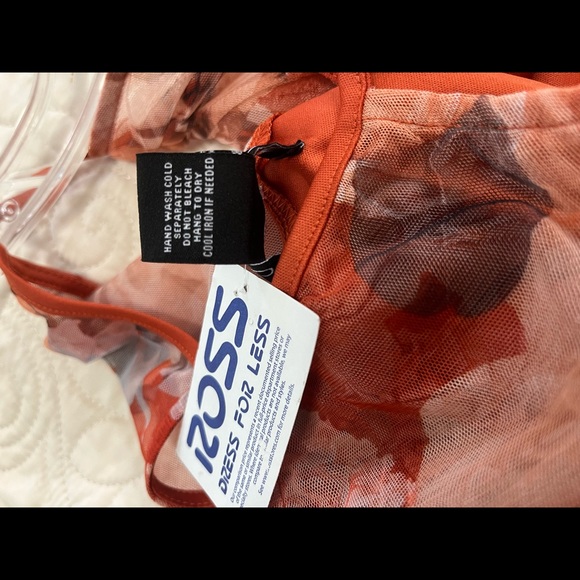 Copper color, flower print, long dress. - Picture 12 of 14